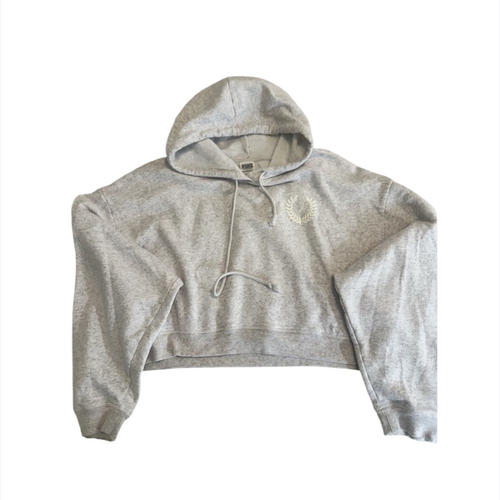 Victoria's‎ Secret PINK cropped hoodie in light gray. Size XXL